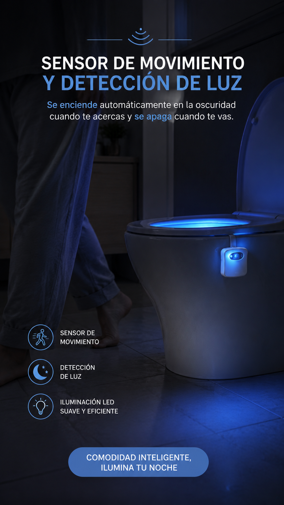 LUZ PARA INODORO CON SENSOR DE MOVIMIENTO